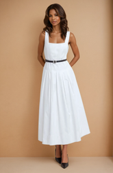 GG4114 White A-Line Midi